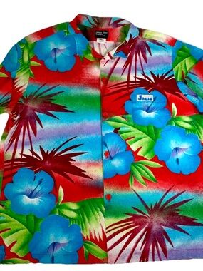 Original Jams Hawaiian Lual Shirt Cotton Sz  X Lrg Vintage 70s 80s Camp Shirt